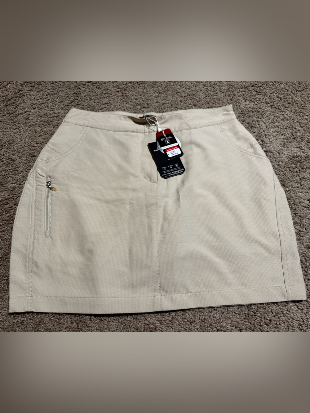 Antigua Beige Performance Skort with Zip Pocket NWT 8